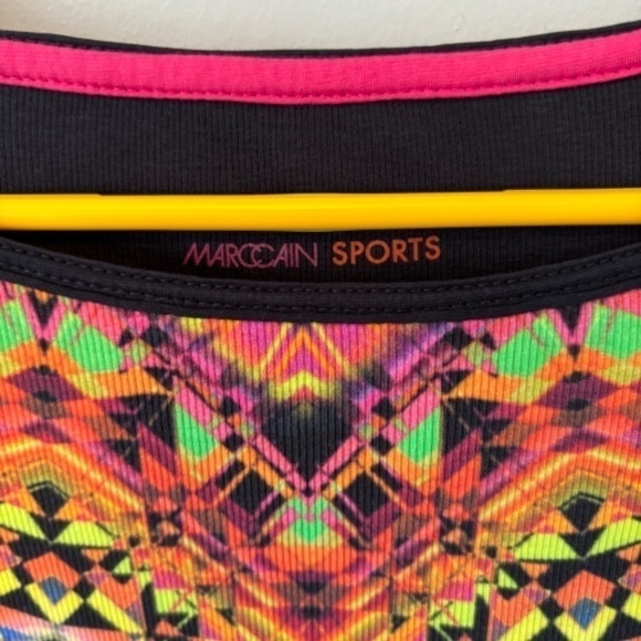 Marc Cain Sports Graphic Ribbed Raglan Short Sleeve Mini Dress Multicolour SZ SM - Picture 9 of 9